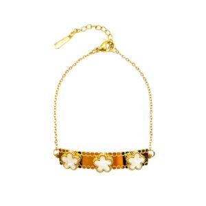 Pulsera Flores de Madreperla Dorado